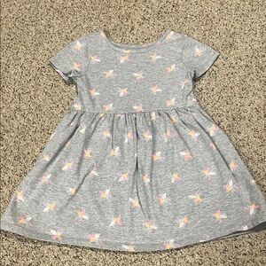 ⭐️3/$20 Cat & Jack Gray Dress with Pink and White Unicorn Design